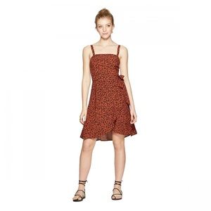 XHILARATION LEOPARD PRINT SLEEVELESS SQUARE NECK SIDE-TIE DRESS